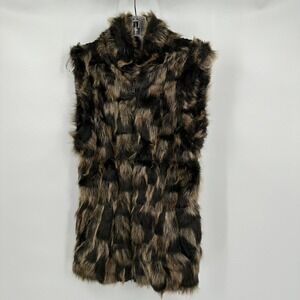 Womens Faux Fur Avant Garde Vest Size S Moody Statement Layer Boho Winter